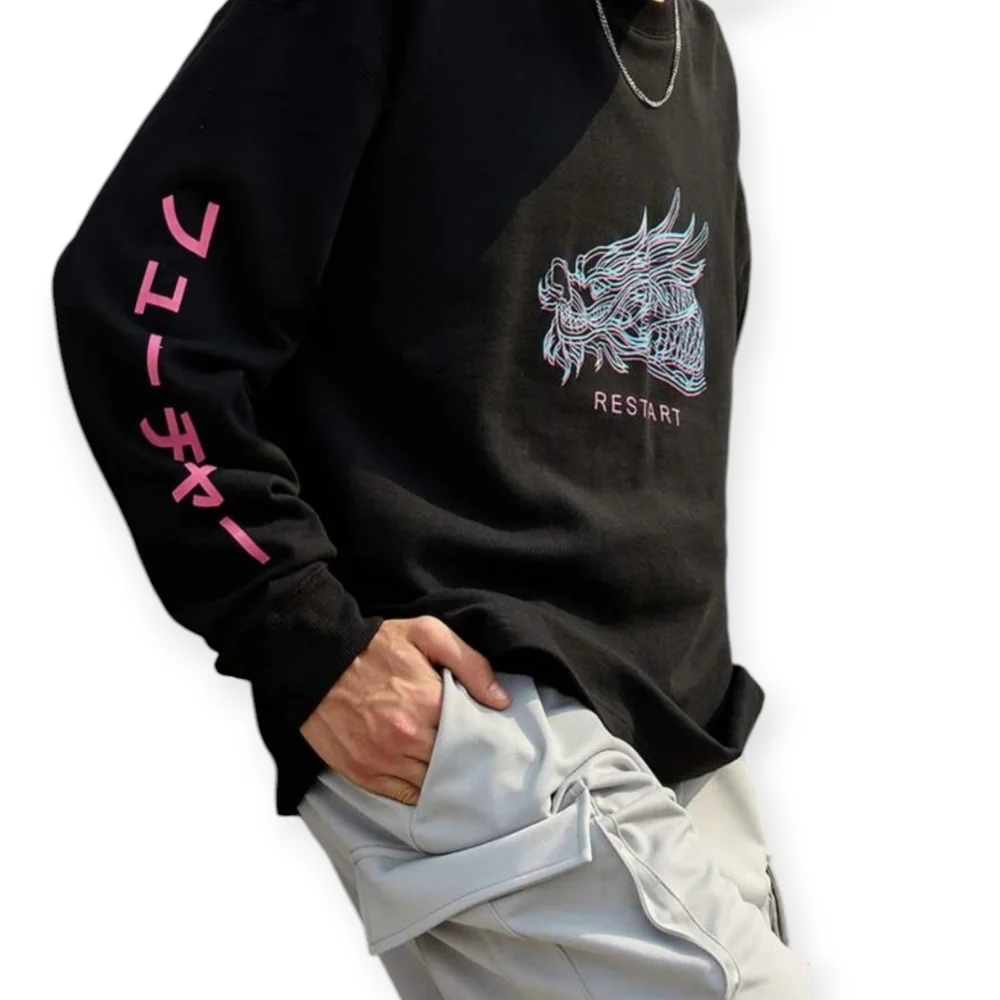 Shein Mens Crewneck Dragon Sweatshirt sz L